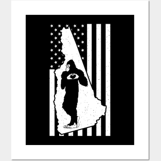 New Hampshire Bigfoot American Flag Posters and Art